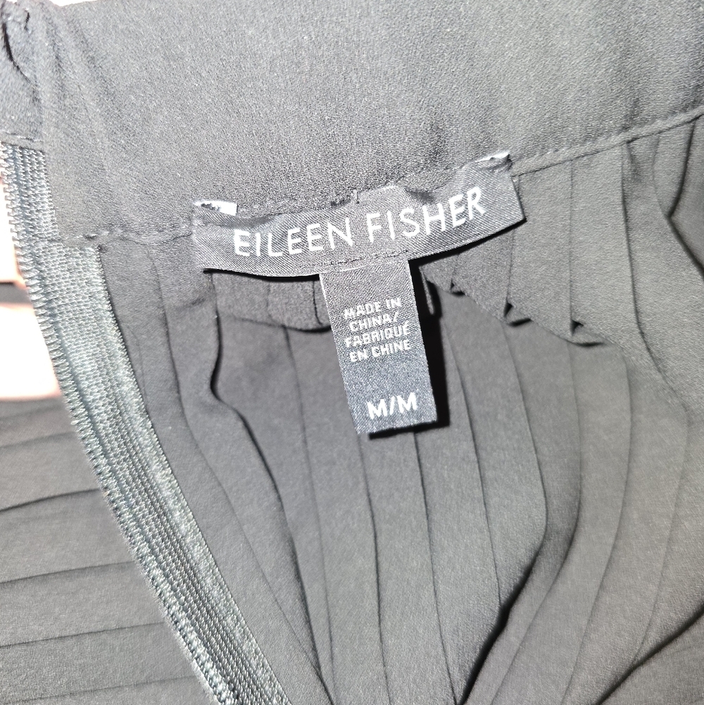 Eileen Fisher Wide Leg Black Knife Pleated Ankle Pant/Palazzo - Picture 7 of 8